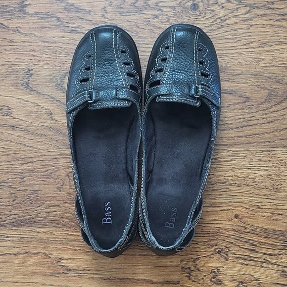 Bass flats in black leather, size 7.5 - Picture 1 of 6